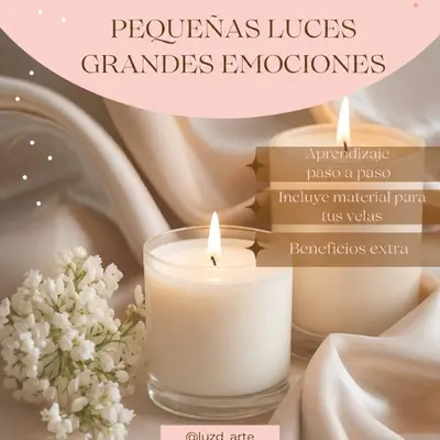 Pieza gráfica del taller de velas de Luz D'Arte: pequeñas luces, grandes emociones